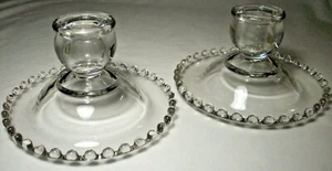 Imperial Glass: CANDLEWICK: 2 candelabros cortos de cristal transparente: EXCELENTE: SIN PRECIO BASE - Imagen 1 de 4