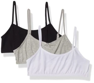Big Girls' Crop Bra Pack of 3 Heather Grey/White/Black Small - Picture 1 of 4