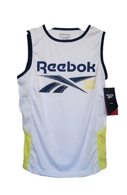 Camiseta sin mangas Reebok (nueva) para niños grandes Camiseta gráfica muscular Logo apilado Foto 1 de 4