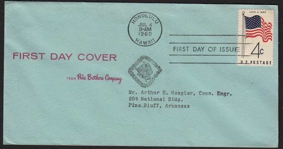 1960 U. S. Flag 4c Sc 1153 FDC Price Brothers Company - Image 1 of 1