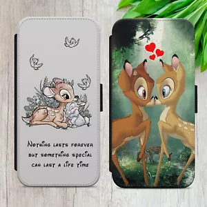 BAMBI FLIP CASE FOR IPHONE SAMSUNG GOOGLE WALLET PHONE COVER DEER LOVE BIRD GIFT - Picture 1 of 26