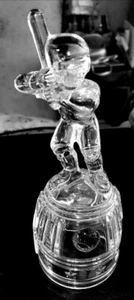  Contenedor de caramelos de bateador de jugador de béisbol de vidrio transparente (?) RARO Vintage - Imagen 1 de 23