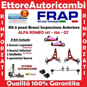 KIT 4 BRACCI RINFORZATI +BIELLETTE+GOMMINI FRAP ALFA 147-156-GT SUPERIORI INFER - Foto 1 di 1