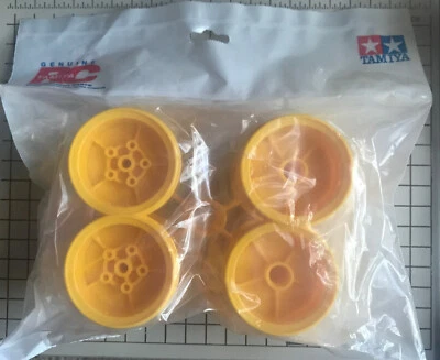 Tamiya RC 4-PACK Wheel Set in Yellow for Lunch Box or Midnight Pumpkin # 9335036 - Image 1 of 2