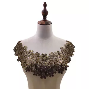 Flower Applique Lace Fake Collar Trim Embroidered Neckline Sewing Patch Fabric" - Picture 1 of 16