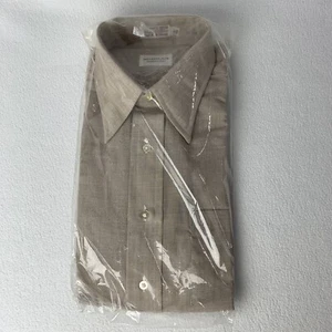 Camicia Norman Shirtmakers uomo 16/33 beige kaki con bottoni nuova con scatola NOS vintage - Foto 1 di 5