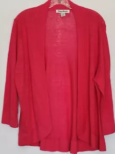 Cardigan donna Tommy Bahama taglia rosa caldo lino leggero maglione aperto - Foto 1 di 9
