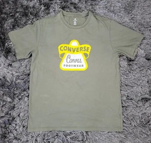 Camiseta Converse Para Hombre XL Verde Ejército Gráfico Lona Calzado Cuello Redondo Pullover - Imagen 1 de 11