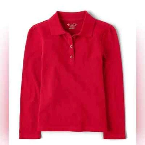 🆕️CHILDREN'S PLACE 3-PACK Girls Uniform Long Sleeve Red Pique Polo SIZE: M(7/8) - Picture 1 of 4