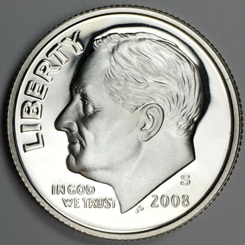 2008-S Silver Proof Dime - 90% Silver - (UNC) KM#195b - D08SS Cover
