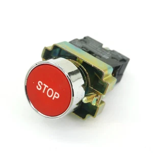 Interruptor de botón rojo redondo momentáneo XB2BA4342C 1 N/C 22 mm 10A 600 V - Imagen 1 de 4