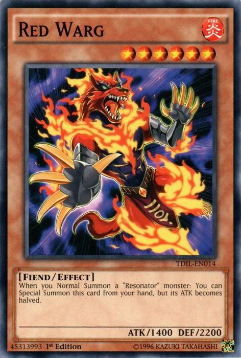 Yugioh! LP Red Warg - TDIL-EN014 - Common - 1st Edition Lightly Played, English - Image 1 of 1