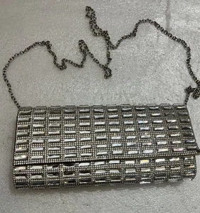 Aldo Preloved Abendtasche Clutch silber Strass glänzend formell elegant Tasche - Bild 1 von 12