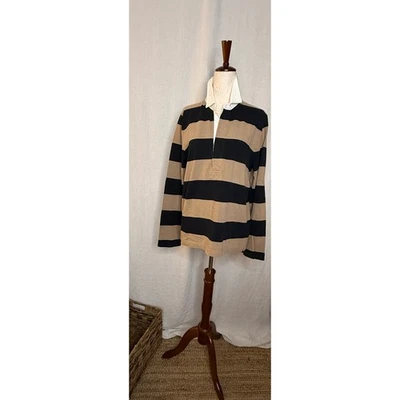 Camisa de rugby J.Crew negra y tostada talla mediana nueva con etiquetas Foto 1 de 4