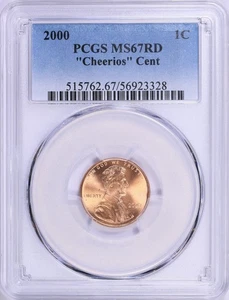 2000 Lincoln Cent Cheerios PCGS MS67 RED - Picture 1 of 2