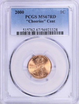2000 Lincoln Cent Cheerios PCGS MS67 RED - Image 1 of 2