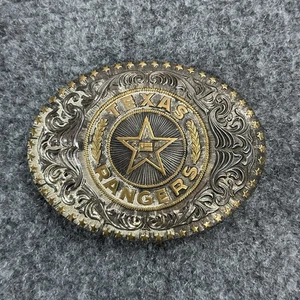 Western Texas Rangers ¡Hebilla de cinturón de vaquero! ¡VINTAGE! RARO! Crumrine! PLATEADO - Imagen 1 de 7