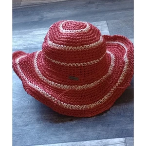 Sombrero de Paja Columbia Early Tide en Rayas Rosa y Blanco Alto, Ala Ajustable - Imagen 1 de 8