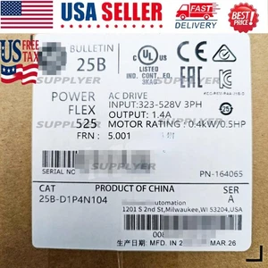 Nuevo 25B-D1P4N104 PowerFlex 525 0,4 kW (0,5 CV) unidad de CA AB 25BD1P4N104 EE. UU. impuestos gratuitos - Imagen 1 de 2