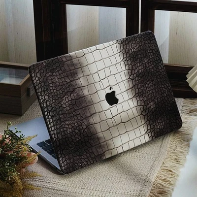 MacBook Air 15inch M4 Case Cover Black White Crocodile PU Leather MacBook Pro - Photo 1/4