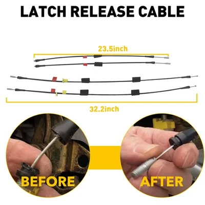 Rear Door Upper+Lower side Door Latch Release Cable for 1997-2004 Ford F150 F250 - Image 1 of 4