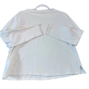 Eileen Fisher Krepp Pullover M Elfenbein Ballettausschnitt Baumwolle Elasthan Minimalistisch - Bild 1 von 16