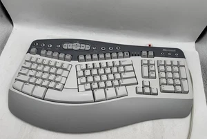Microsoft Natural MultiMedia Keyboard, 1.0A PS2/USB Ergonomic RT9470 Gray White! - Picture 1 of 8