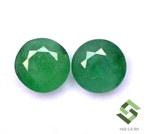 Par de piedras preciosas sueltas sin calentar de 1,51 CTS de corte redondo esmeralda natural certificada de 6 mm - Imagen 1 de 6