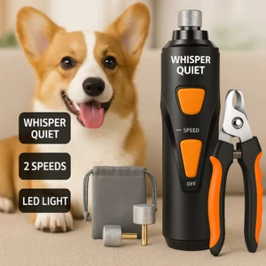 Dog Nail Grinder LED Light 2 Speed Quiet Rechargeable Clipper File for Pets 🐾 - Picture 1 of 7