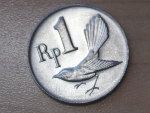 1970 Indonesia 1 Rupiah White-Browed Fantail Unc Cover