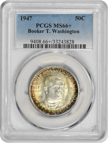 1947 Booker T. Washington Commemorative Half MS66+ PCGS Mint State 66 Cover