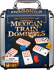Mexican Train Dominoes Game in Aluminum Carry Case for Families and Kids Ages 8