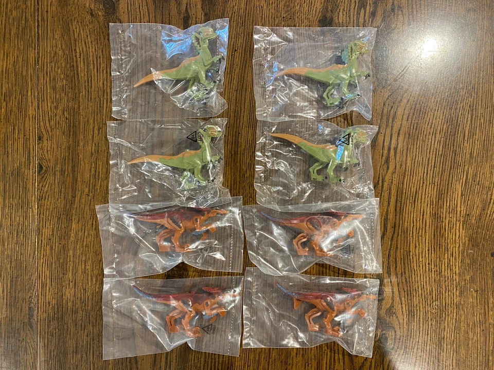 Lego Jurassic World Dinosaur Lot of 8! 4 Pyroraptor, 4 Dilophosaurus. Set# 76951 - Image 1 of 1