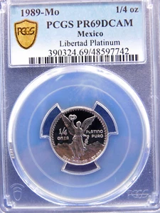 1989 Mo PCGS PF69 DCAM MEXICO 1/4 OZ PLATINUM LIBERTAD ONZA FROM RAINBOW SET - Picture 1 of 3