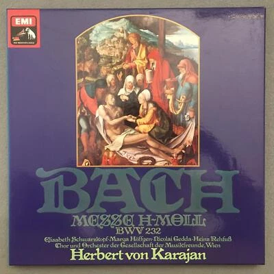 C941 Bach Mass Schwarzkopf Höffgen Gedda Karajan 2LP EMI 1 C 181-01 791/92 M - Image 1 of 4