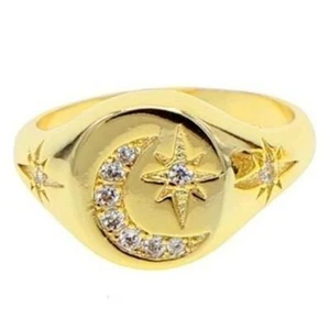 Damen Ring 750 Gold vergoldet Zirkonia Stern 18 Karat Wasserfest R5520DL - Bild 1 von 6