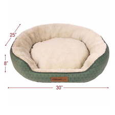 Life Oval Cuddler Pet Bed, Medium, Green, 30" x 25" x 8"
