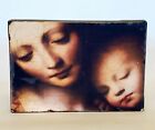 Madonna Child Print Decoupage Distressed on Canvas Reproduction Boxed Frame 6"x4