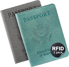 Unisex 2Pk RFID Passport and Vaccine Card Holder Combo,Passport Holder-Black&Lig