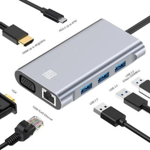 JUNSUNMAY 7 in 1 Type-C to 4K HDMI / VGA / Ethernet Docking Station Adapter USB- - Afbeelding 1 van 8