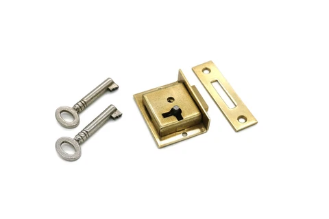 Half Mortise Lock Furniture Cabinet Lock Petite Box Lock Solid Brass - 2 Keys Cover
