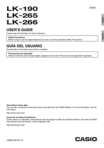 Users Guide & Owners Manual for Casio LK-190, LK-265, LK-266 Electronic Keyboard - Picture 1 of 3
