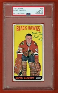1964-65 Topps 22 Denis DeJordy Signed Card 5 PSA Auto Grade 10 Blackhawks - Bild 1 von 2