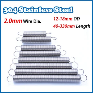 2mm Wire Dia Expansion Tension Extension Spring 12-18mm OD 304 Stainless Steel - Picture 1 of 12