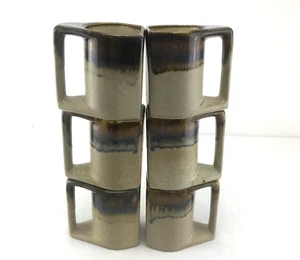 Juego de 6 Tazas Padilla 4.25" Alto Esmalte por Goteo Firmado Cerámica Gres México - Imagen 1 de 11