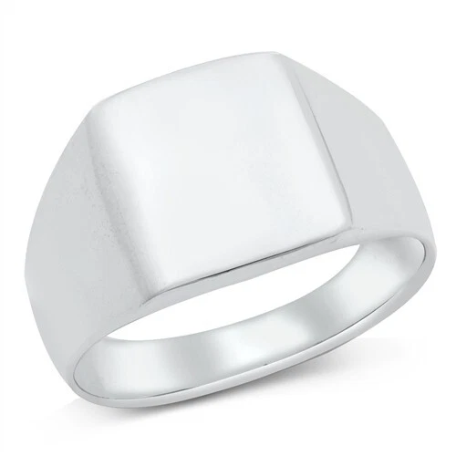 Mens 925 Sterling Silver Plain Engravable Rectangular Signet Ring - Image 1 of 1