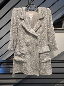 2007 CHANEL Tweed Long Blazer Peacoat w/ Sequins - Picture 1 of 10