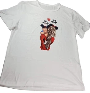 Minnie Mouse Mama Tee Shirt Women Baby Mouse Short Sleeve Knit Tee Shirt Top - Picture 1 of 12