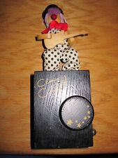 Vintage Rita Ford Dancing Clown Wood Music Box Sold Parts Winds up Makes Music