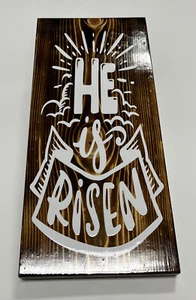 HE Is Risen Rustic Handmade Wood Sign Inspirational Jesus Wall Decor - Picture 1 of 4